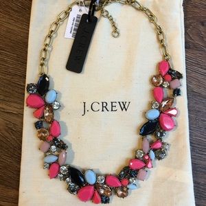 J. Crew Fuschia and Navy Gemstone Necklace